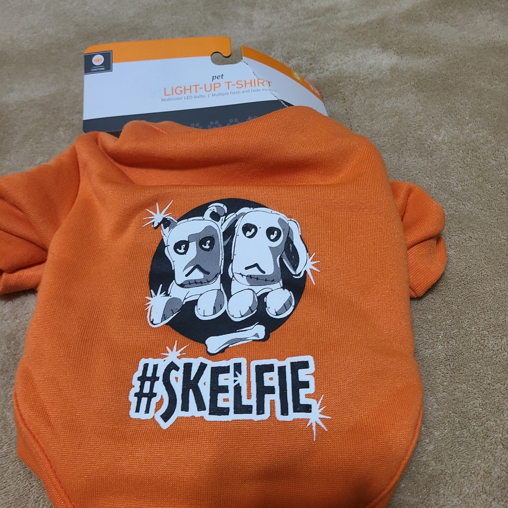 #Skelfie Orange Light-Up Pet T-Shirt